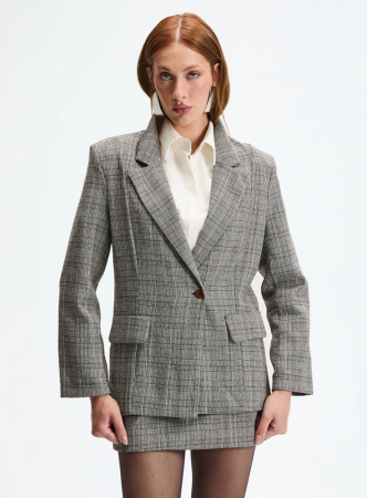 00241 Blazer Linho P Preto/off/marro