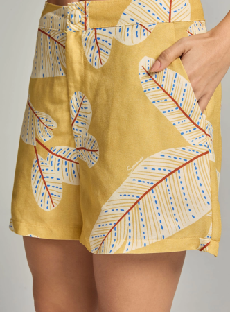 01467 Short Linho Estampado Pp Altro Fogliame